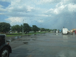 The storm dumped a lot of rain in the parking lot.